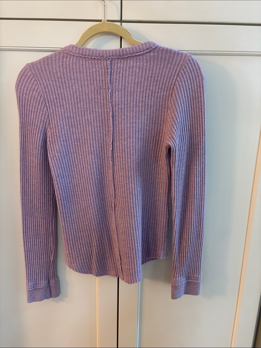 Faherty Lilac Heather Waffle Ribbed  Henley Long-Sleeve Top Like New Cotton XS - Picture 6 of 9